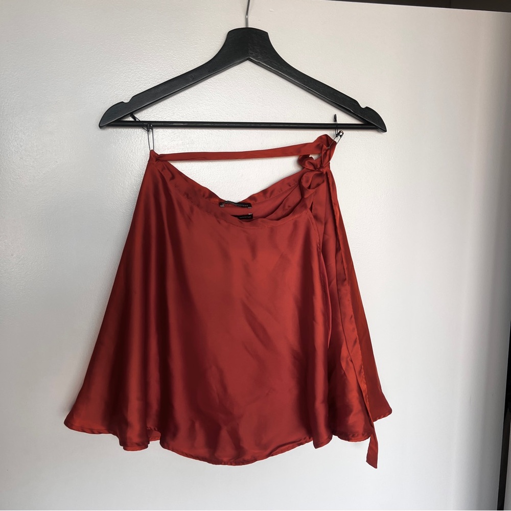 Urban Outfitters Orange Asymmetrical Wrap Mini Skirt